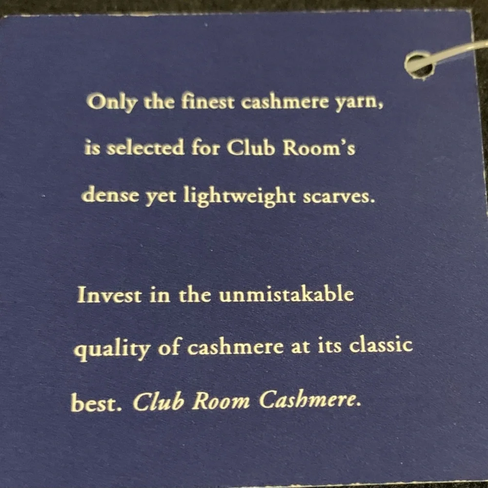 CHARTER CLUB Club Room 100% cashmere black Unisex scarf NWT